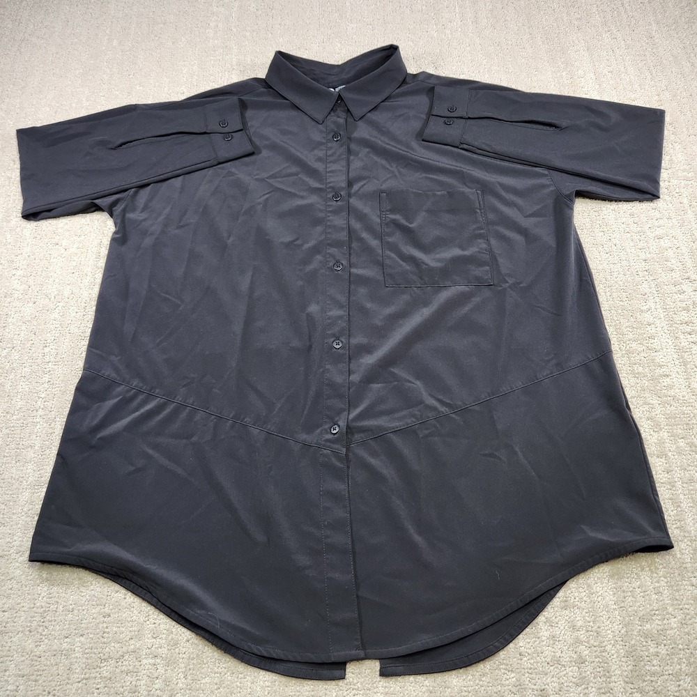 The North Face Shirt Women Large Stretch Woven Tunic Button Up Black Quick Dry